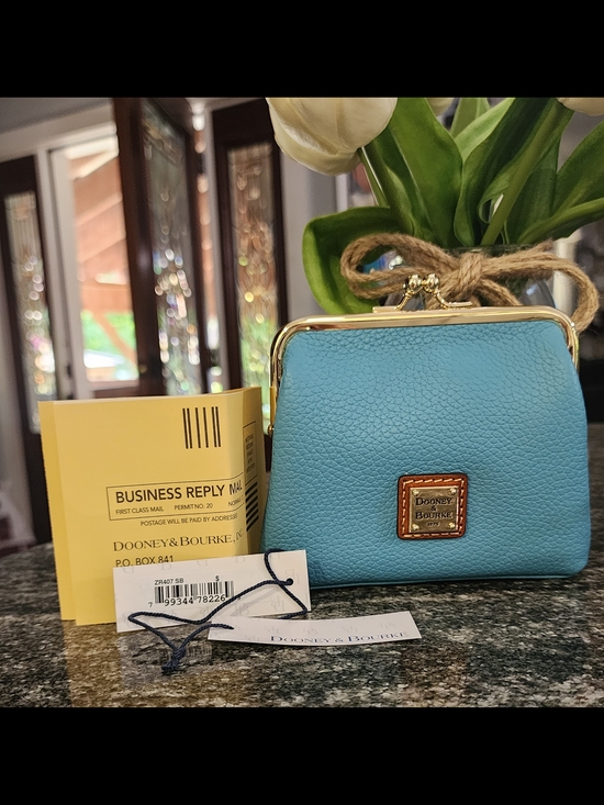 Dooney & Bourke Handbags - Dooney & Bourke Pebble Leather Kiss-Lock Coin Purse - Turquoise